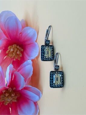 Elegant Silver and yellow CZ Earrings